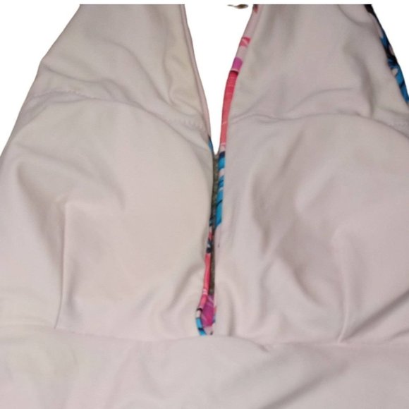 CUPSHE Navy Floral Deep V-neck Halter One-Piece Swimsuit Sexy Backless L… - Picture 7 of 9